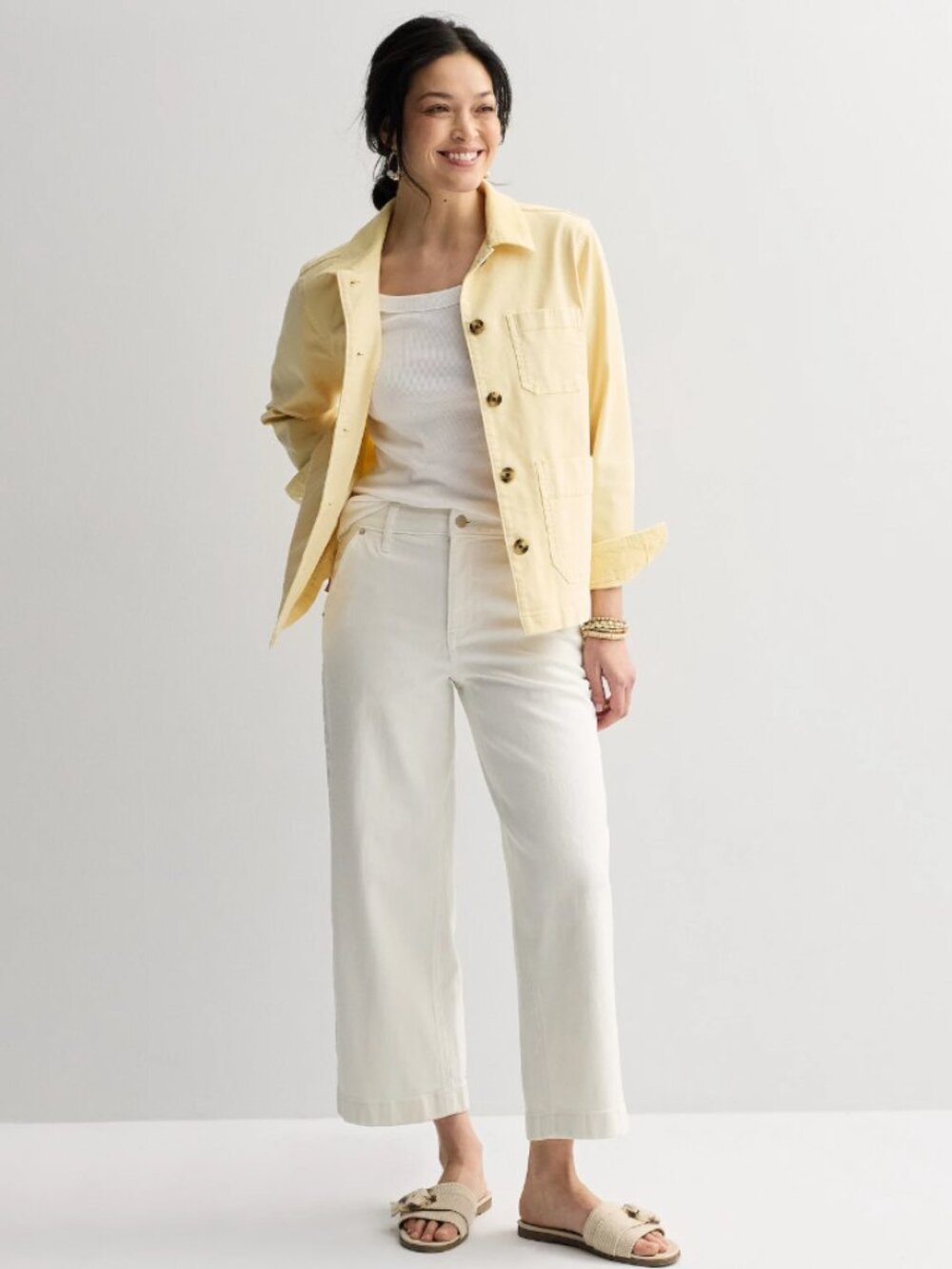 Sonoma Goods For Life Trouser Ankle Jeans Women's Size 4 White High Rise Pockets - Picture 2 of 12